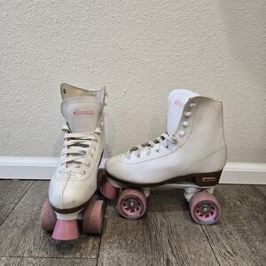 White Roller Skates with Pink Wheels